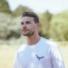 Load image into Gallery viewer, "Whale Under Moon" Unisex White Sweatshirt